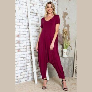 NWT - Allium Solid Harem Jumpsuit – Burgundy – Size Medium